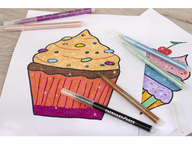 Viltstiften Eberhard Faber glitter assorti doos á 16 kleuren