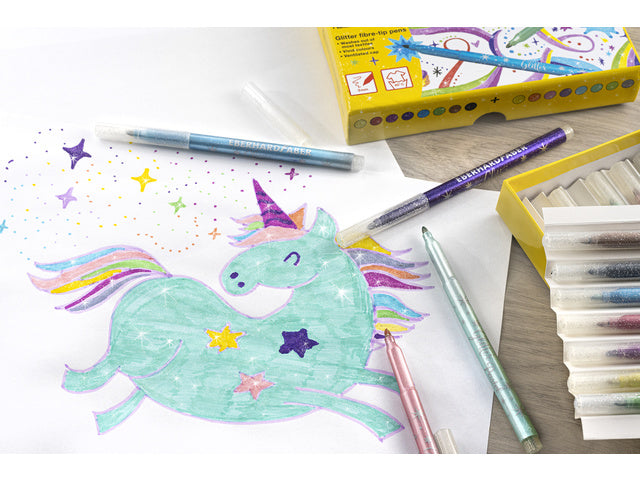 Viltstiften Eberhard Faber glitter assorti doos á 16 kleuren