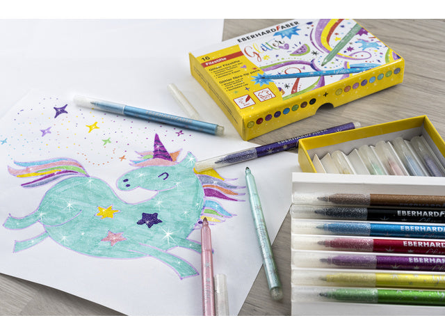 Viltstiften Eberhard Faber glitter assorti doos á 16 kleuren