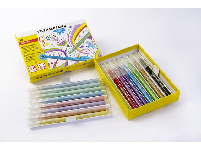 Viltstiften Eberhard Faber glitter assorti doos á 16 kleuren