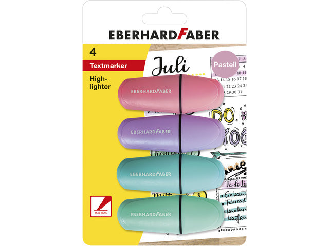 Tekstmarker Eberhard Faber mini pastel 4st. op kaart