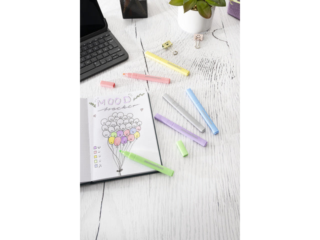 Tekstmarkers Eberhard Faber Pastel 6st. vierkant in etui