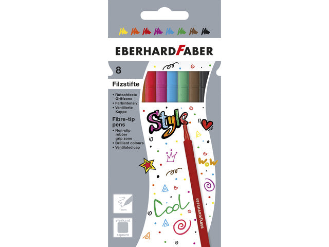 Viltstiften Eberhard Faber kartonetui 8 stuks