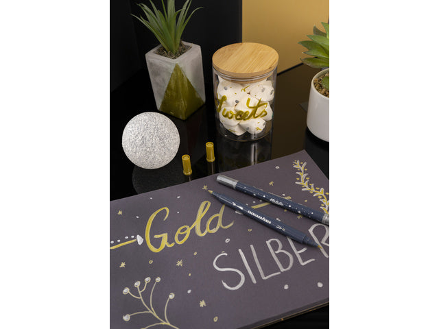 Metallic Marker Eberhard Faber duo goud en zilver op blister