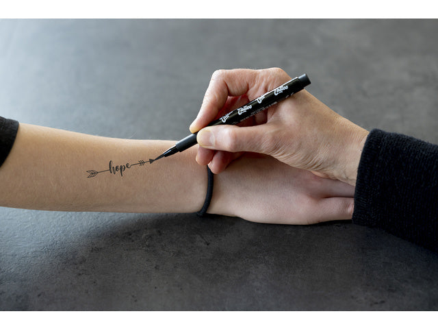 Tattoo stift Eberhard Faber 4 stuks Brush en kalligrafie zwart