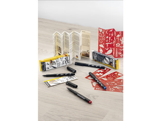 Tattoo stift Eberhard Faber 4 stuks Brush en kalligrafie zwart