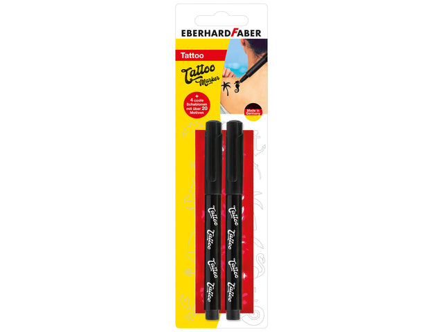 Tattoo stift Eberhard Faber 2st. zwart op kaart.