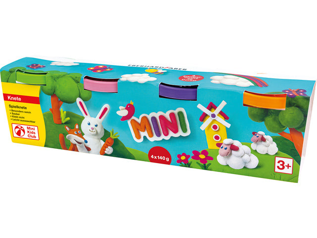Kinderklei Eberhard Faber in beker,140gr oranje, roze, groen, paars