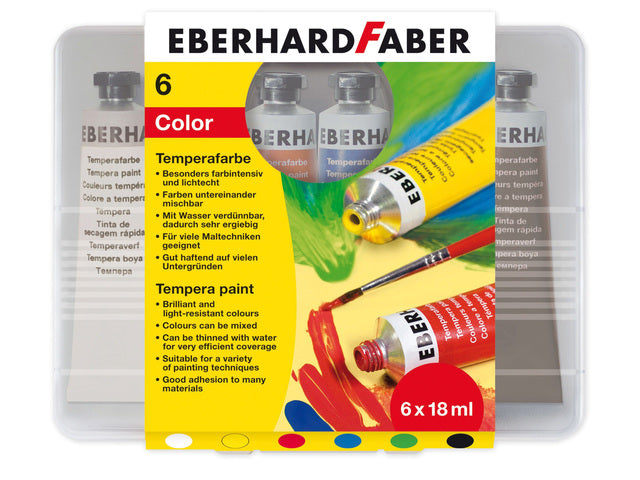 Plakkaatverf Eberhard Faber 6 kleuren tube 18 ml