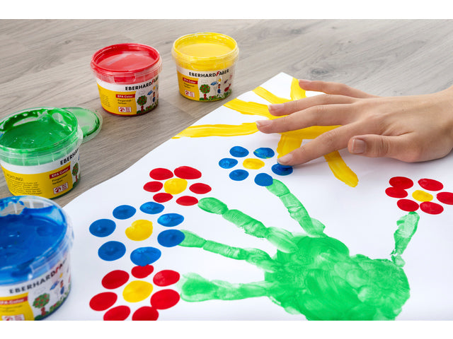 Fingerverf Eberhard Faber 100ml gelb, rot, blau, grün
