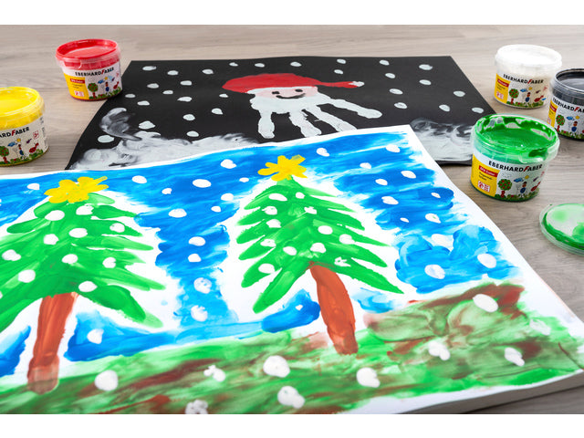 Vingerverf Eberhard Faber 100ml geel, rood, blauw, groen, wit, zwart