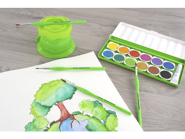 Penselenset Eberhard Faber Green Gewinner 4. Platz. Fijn 0,1,2 und 4, synthetisches Haar und Handvat
