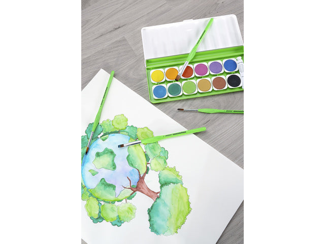 Penselenset Eberhard Faber Green Gewinner 4. Platz. Fijn 0,1,2 und 4, synthetisches Haar und Handvat