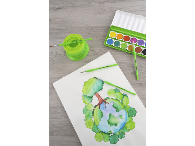 Penselenset Eberhard Faber Green Gewinner 4. Platz. Fijn 0,1,2 und 4, synthetisches Haar und Handvat