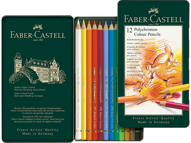 Buntes Faber-Castell Polychromos 3,8 mm Kerndikte-Etui mit 12 Stück