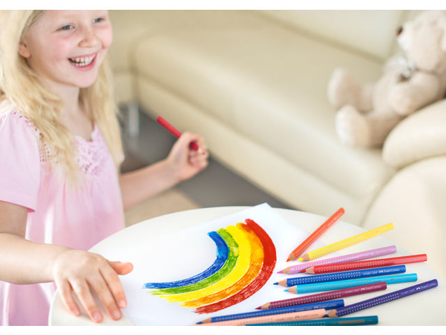 Kleurpotlood Faber-Castell Jumbo GRIP etui met 16 stuks assorti