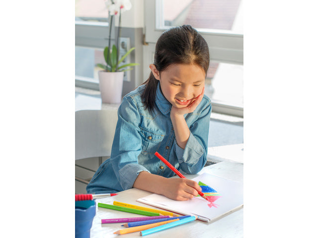 Kleurpotlood Faber-Castell Jumbo GRIP etui met 16 stuks assorti