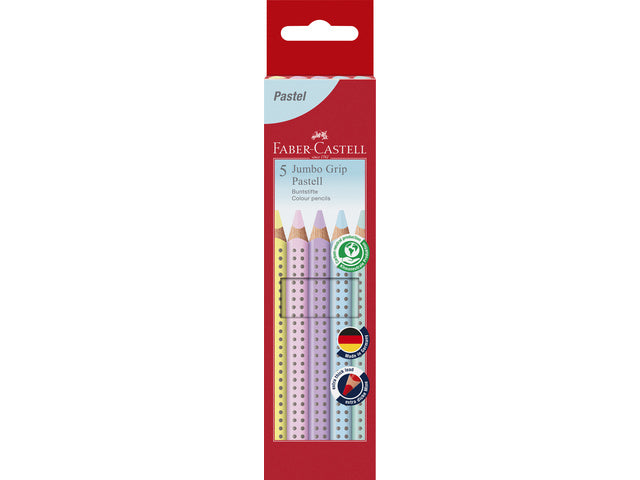 Farbenfrohes Faber-Castell Jumbo Grip Pastelletui, 5 Stück