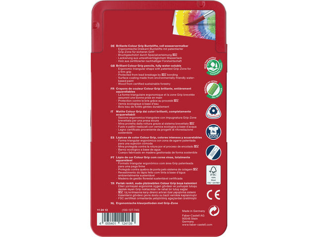 Farbenfrohes Faber-Castell Color Grip 2001 Metalletui mit 12 Stück