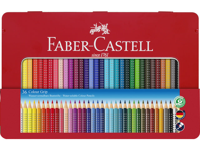 Kleurpotlood Faber-Castell Grip 2001 metalen etui a 36 stuks