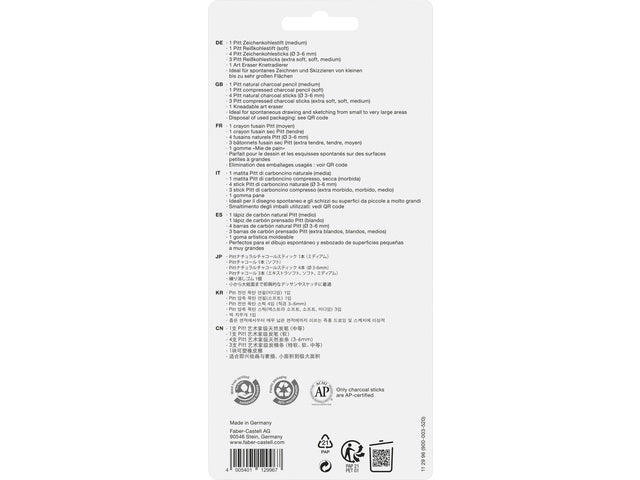 Houtskool Faber-Castell Pitt Monochrome set op blister