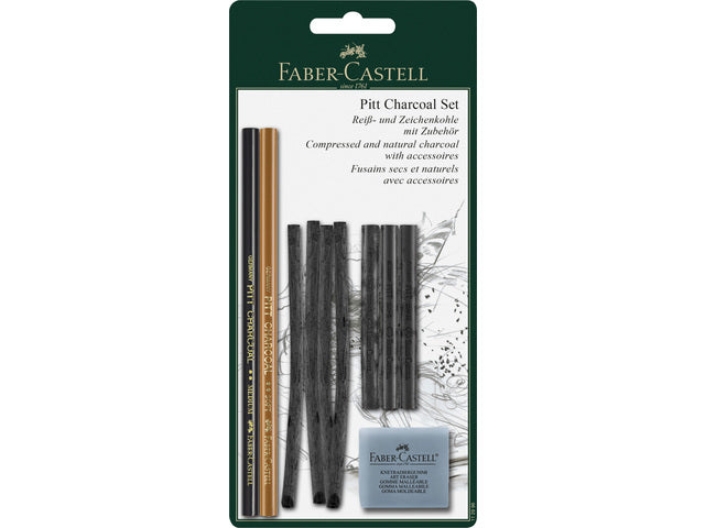 Houtskool Faber-Castell Pitt Monochrome set op blister