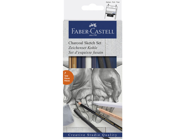 Houtskoolset Faber-Castell 7-delig