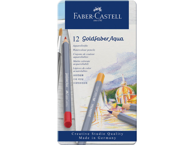 Aquarelkleurpotlood Faber-Castell Goldfaber etui 12 stuks