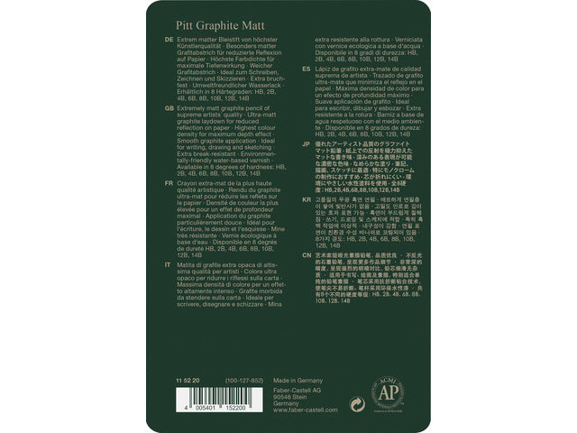 Grafietpotlood Faber-Castell Pitt Mat Etui Set 11 Stück