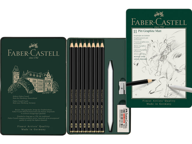 Grafietpotlood Faber-Castell Pitt Mat Etui Set 11 Stück