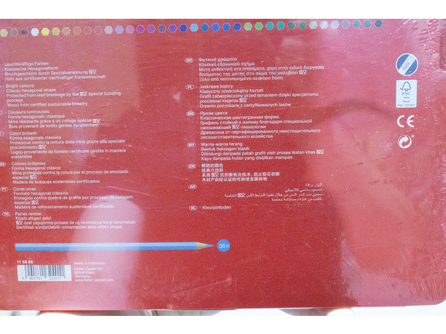 Kleurpotlood Faber-Castell Castle zeskantig 36 stuks in metalen blik + gratis A3 Kangaro schetsboek