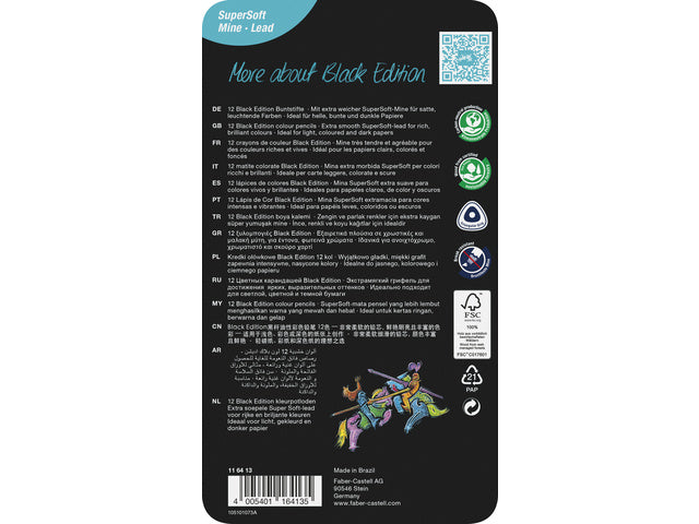 Kleurpotlood Faber-Castell Black Edition 12 stuks in bliketui