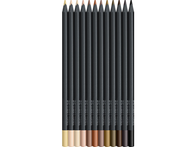 Kleurpotlood Faber-Castell Black Edition 12 stuks huidskleurtinten in karton etui