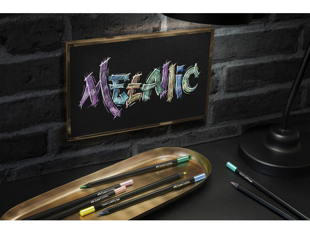 Kleurpotlood Faber-Castell Black Edition 12 stuks Metallic in karton etui