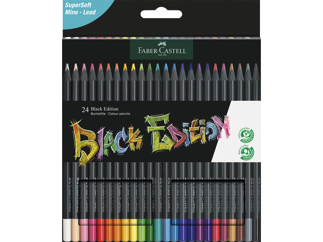Kleurpotloden Faber-Castell Black Edition im Kartonetui mit 24 Stück