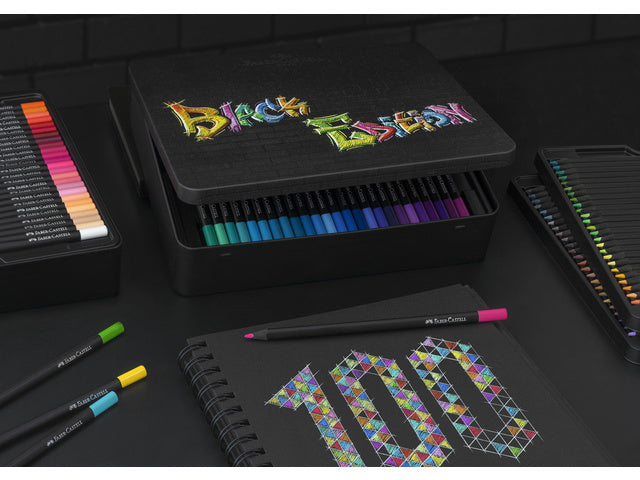 Farbenfrohes Faber-Castell Black Edition 100 Stück im Blikeetui