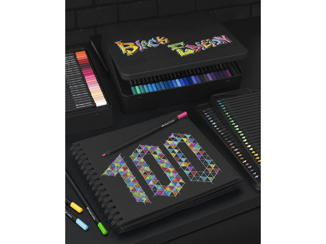 Farbenfrohes Faber-Castell Black Edition 100 Stück im Blikeetui