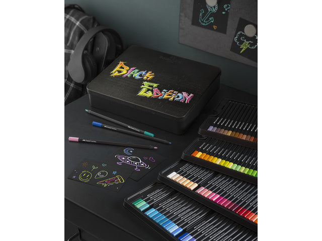 Farbenfrohes Faber-Castell Black Edition 100 Stück im Blikeetui