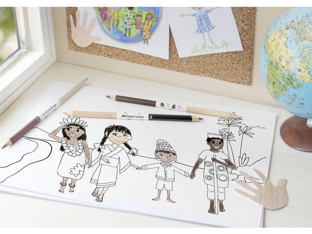 Kleurpotlood Faber-Castell Children of the World 3 Bicolor huidskleurtint potloden 3-kantig
