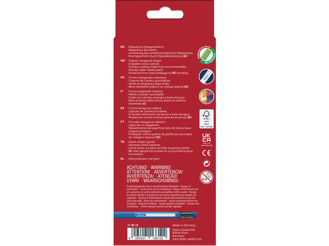 Kleurpotlood Faber-Castell uitgumbaar etui à 12 stuks