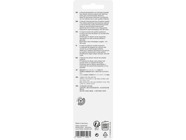 Houtskool Faber-Castell Pitt Monochroom 3 stuks op blister