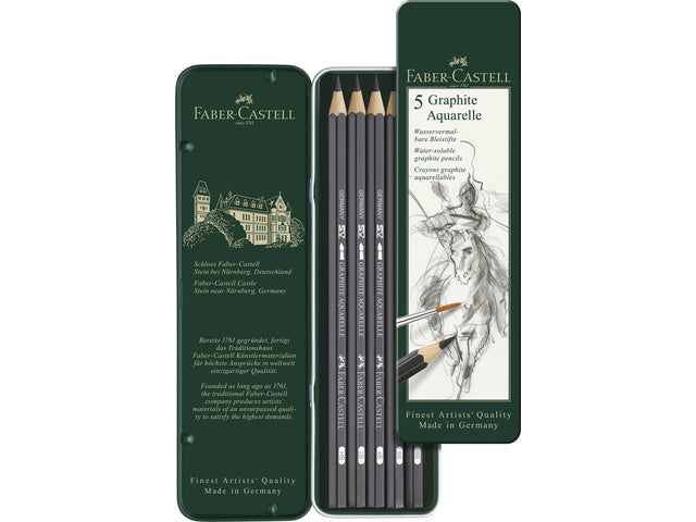 Aquarelpotlood Faber-Castell Grafiet etui a 5 stuks