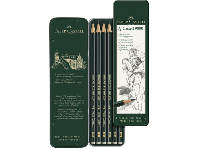 Potlood Faber-Castell 9000 Bliketui a 6 Stück