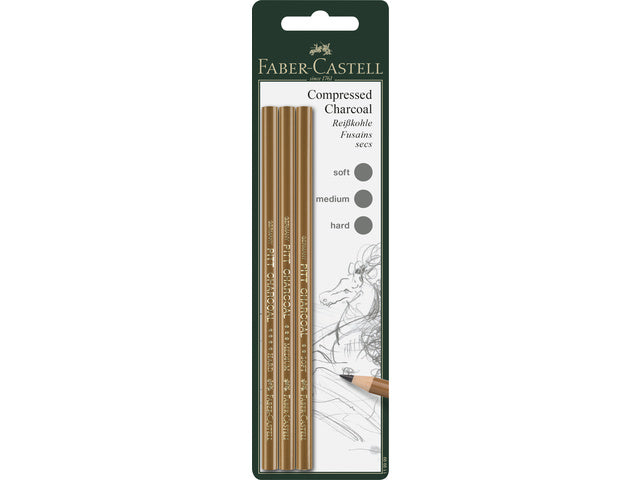 Houtskool Faber-Castell Pitt Monochrome geperst 3 stuks op blister