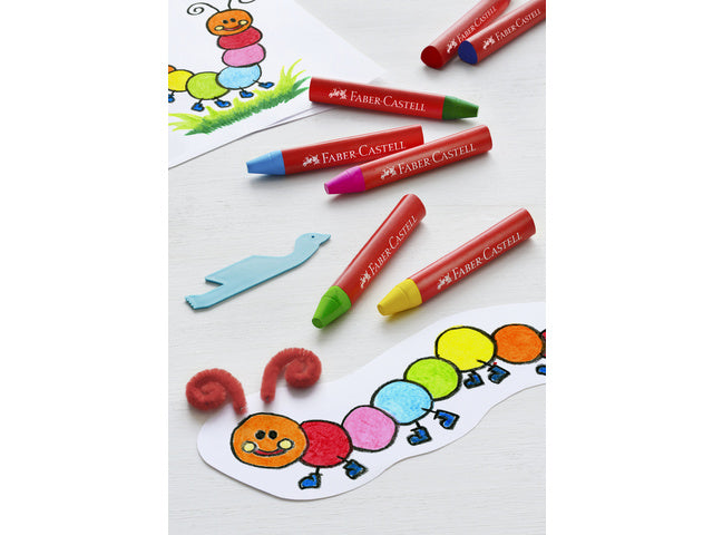 Waskrijt Faber-Castell driehoek etui à 12 stuks.