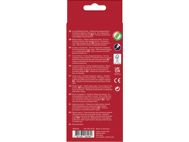 Kleurpotloden Faber-Castell zeskantig in Kartonetui a 12st.
