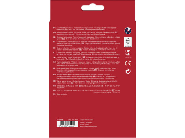 Kleurpotlood Faber-Castell Castle zeskantig karton etui met 36 stuks