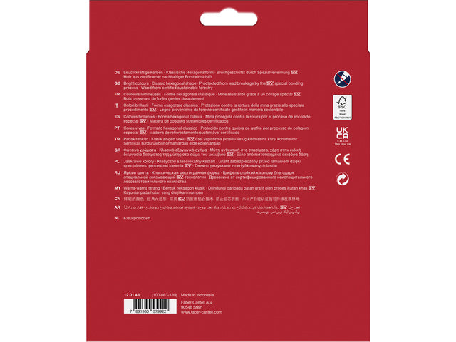 Kleurpotlood Faber-Castell Castle zeskantig karton etui met 48 stuks