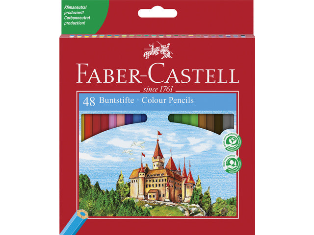 Kleurpotlood Faber-Castell Castle zeskantig karton etui met 48 stuks
