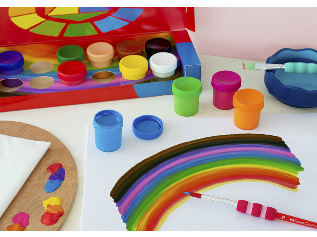 Verf Faber-Castell Tempera-Gouache 12 kleuren potjes á 20ml